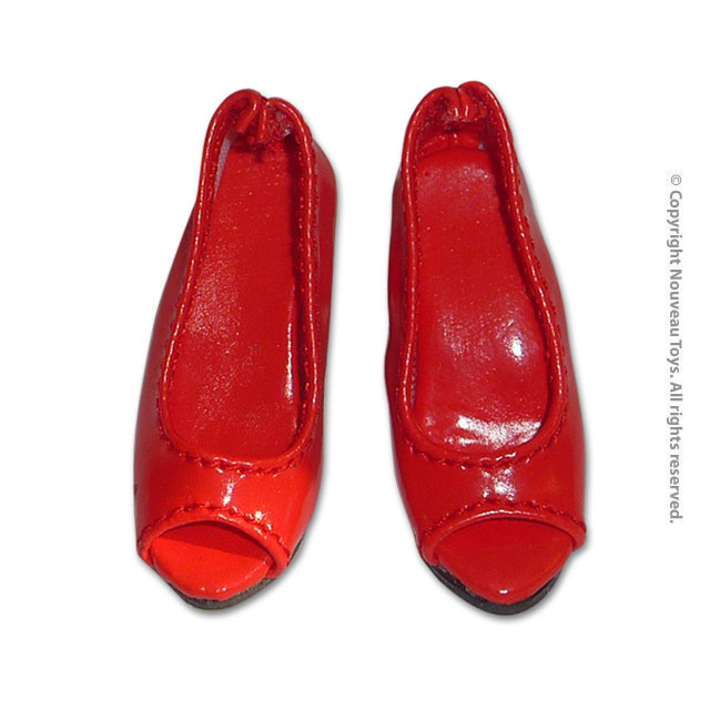 Nouveau Toys 1/6 Shoes Series - 1/6 Scale Glossy Red Open Toe Heel Pumps